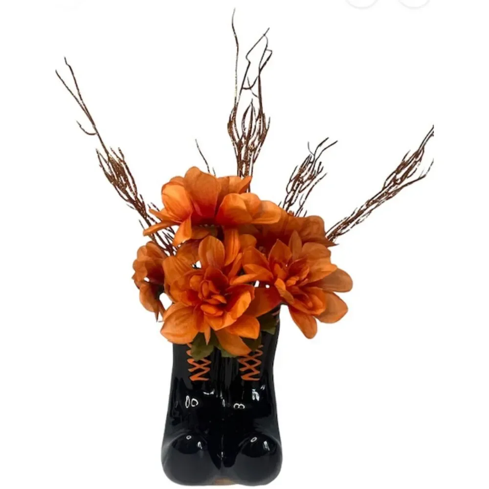 Halloween Figural Witch's Shoes Shaped Vase Witchy Decor